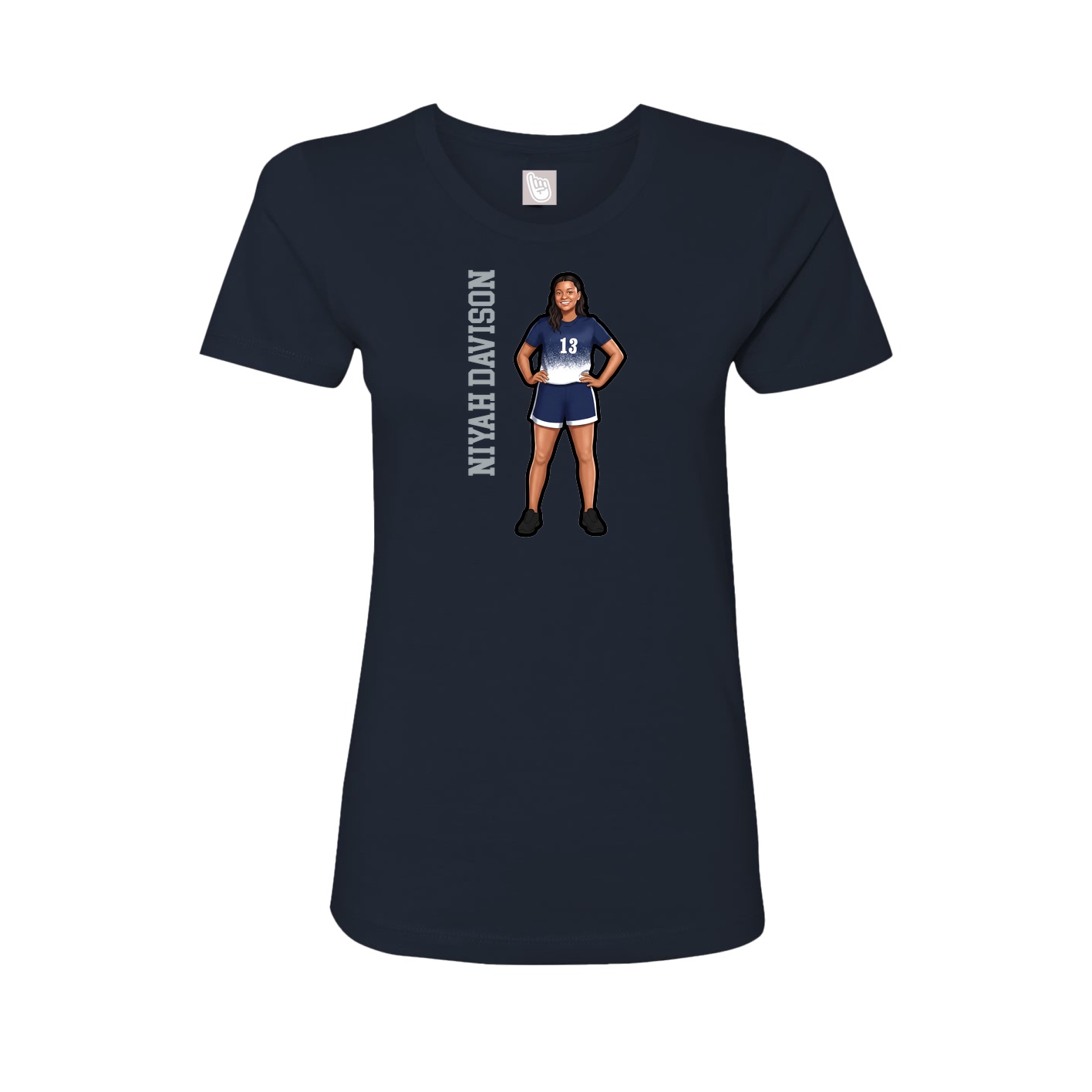 Fitted Women's Tee — Name Vertical in Navy