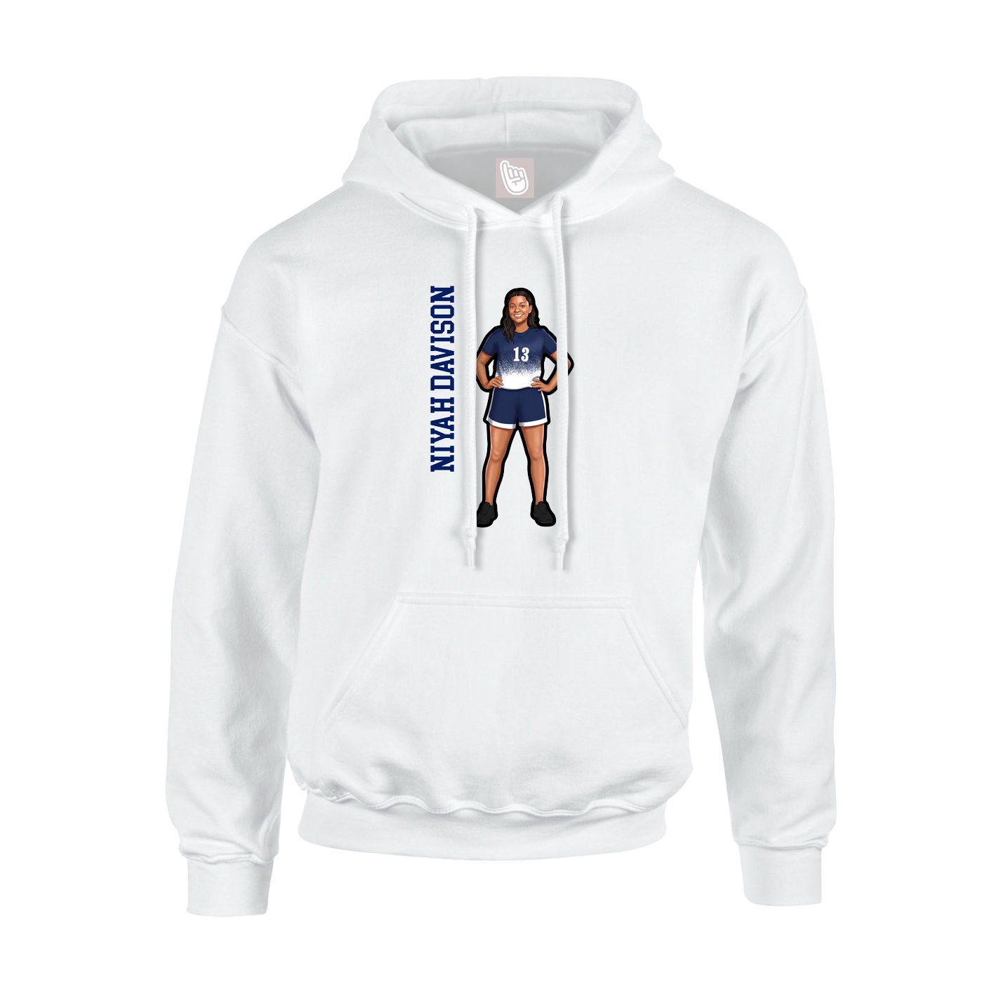 Hoodie — Name Vertical in White