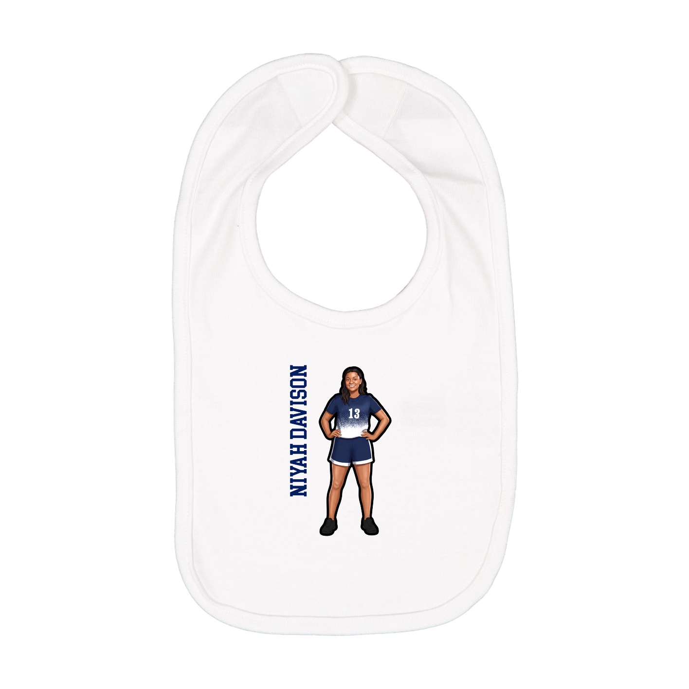 Infant Bib — Name Vertical in White