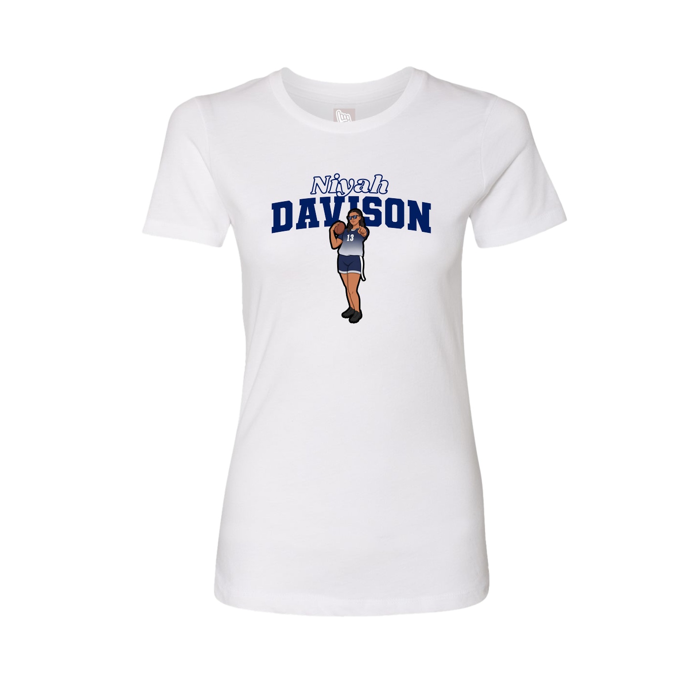 Fitted Women's Tee — Name Arch in White