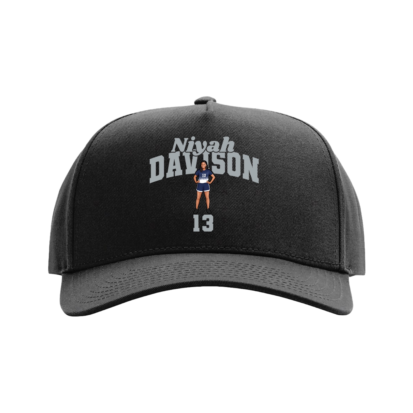 Full Fabric Five-Panel Champ Cap — Signature Arch in Black
