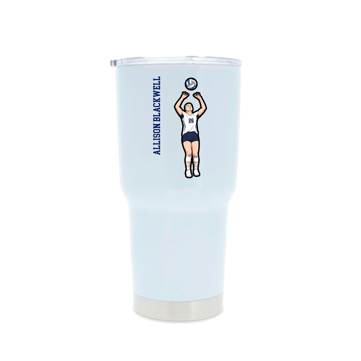 30oz Stainless Steel Tumbler — Name Vertical in White
