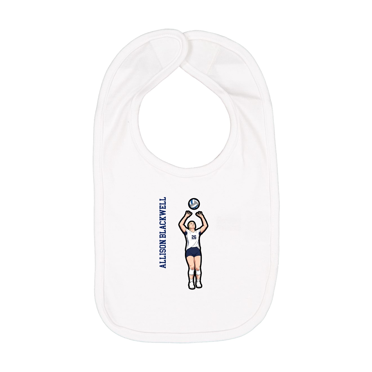 Infant Bib — Name Vertical in White