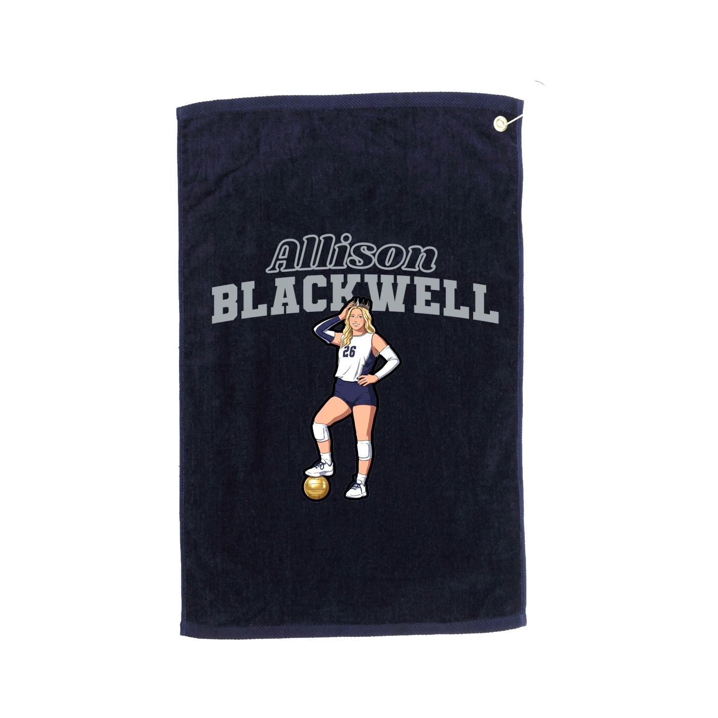 Golf Towel — Name Arch in Navy