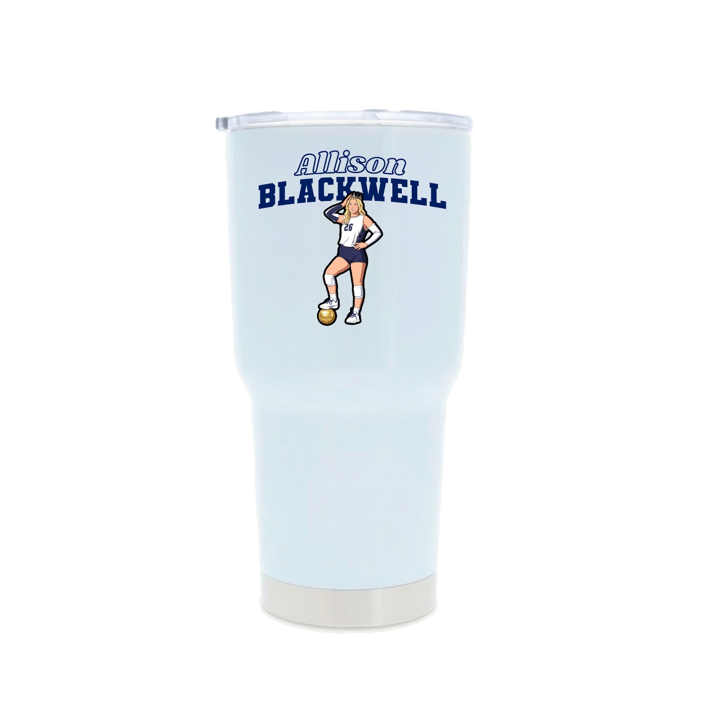 30oz Stainless Steel Tumbler — Name Arch in White
