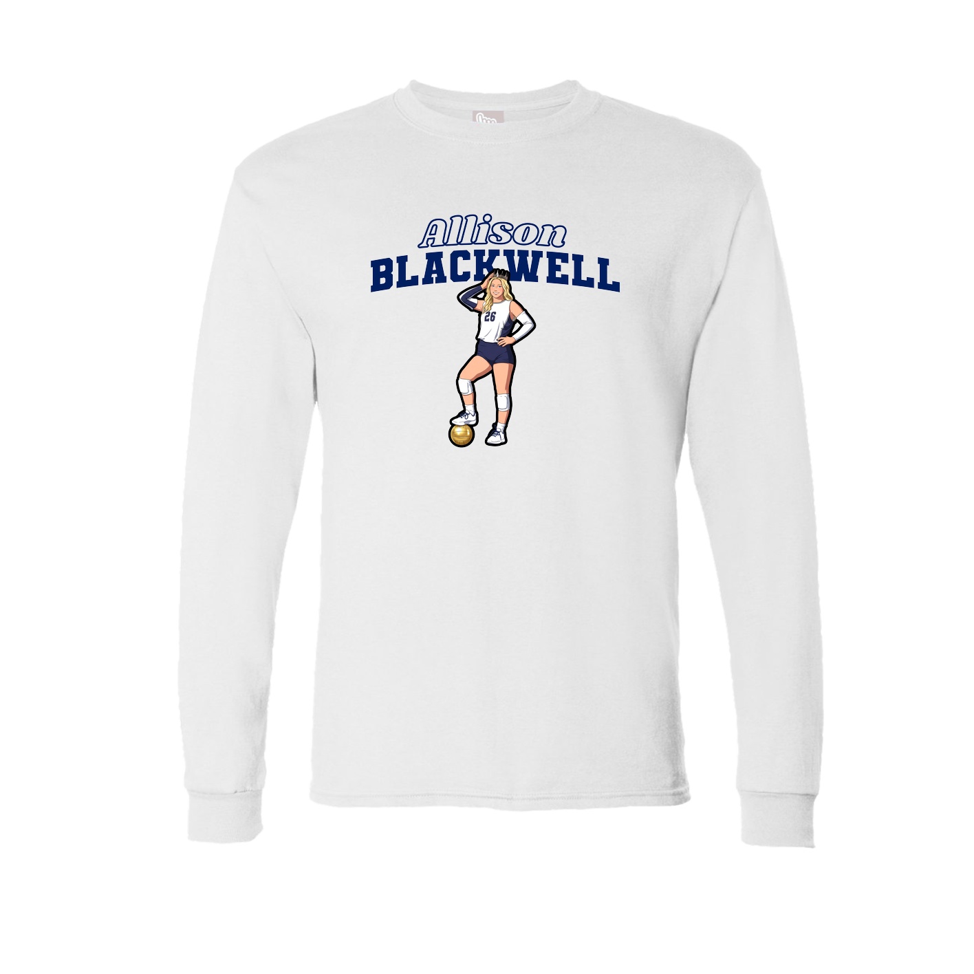 Long Sleeve Tee — Name Arch in White