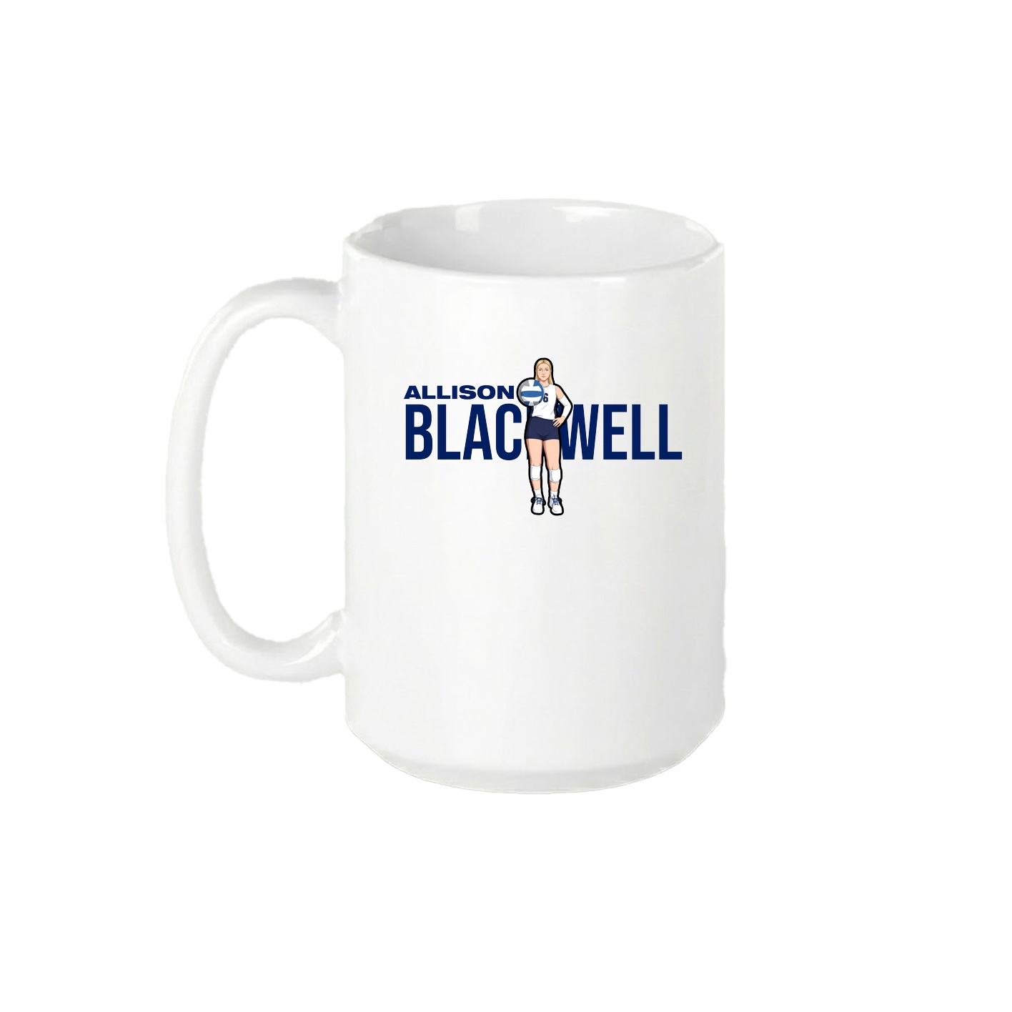 15oz Coffee Mug — Player Name in White