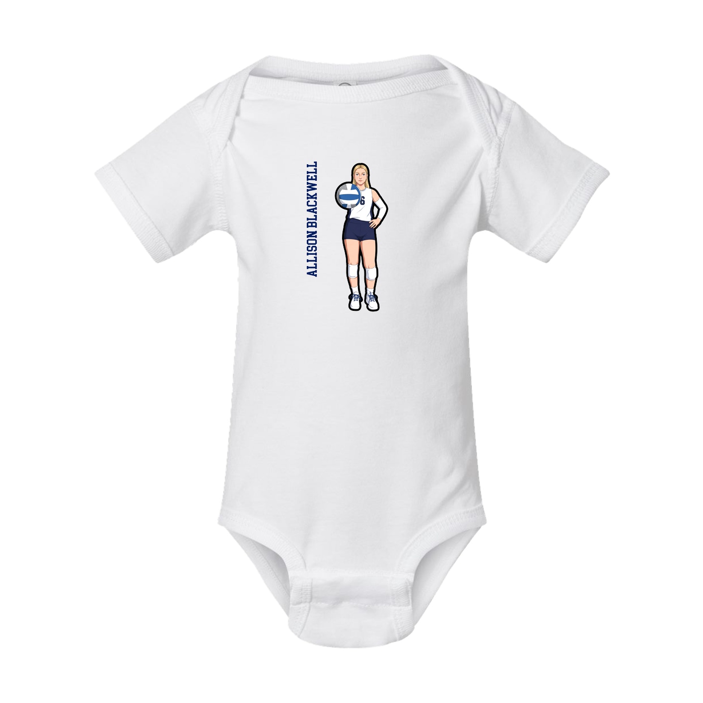 Baby Onesie — Name Vertical in White