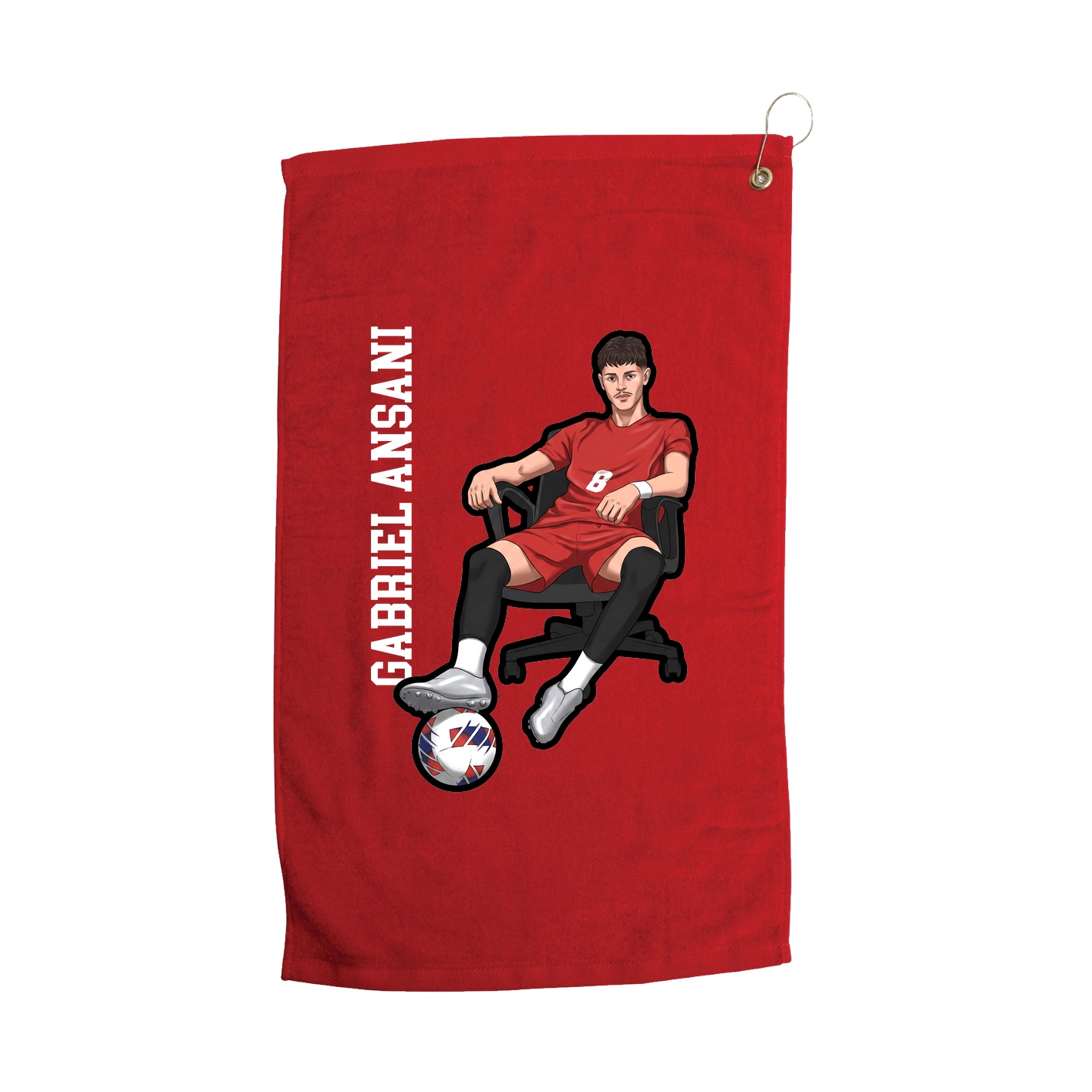 Golf Towel — Name Vertical in Red