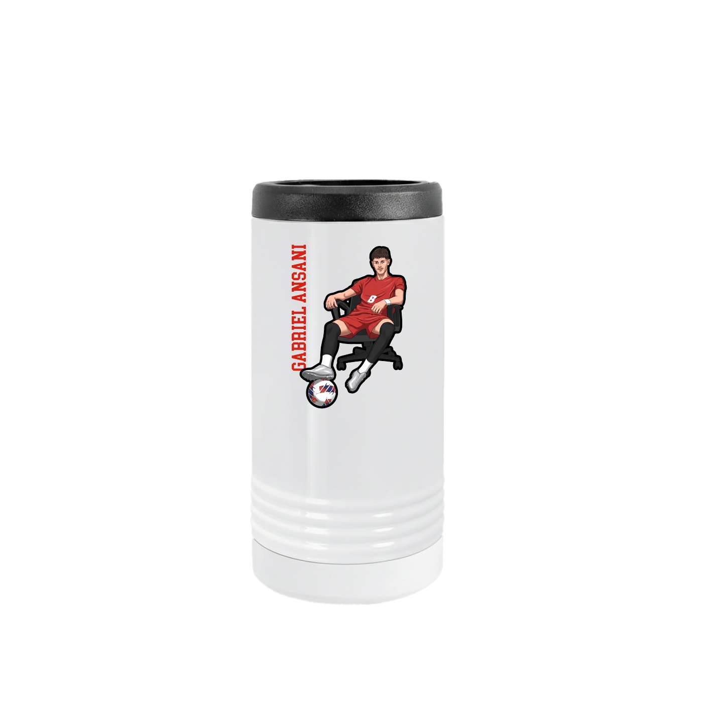Slim Beverage Holder — Name Vertical in White