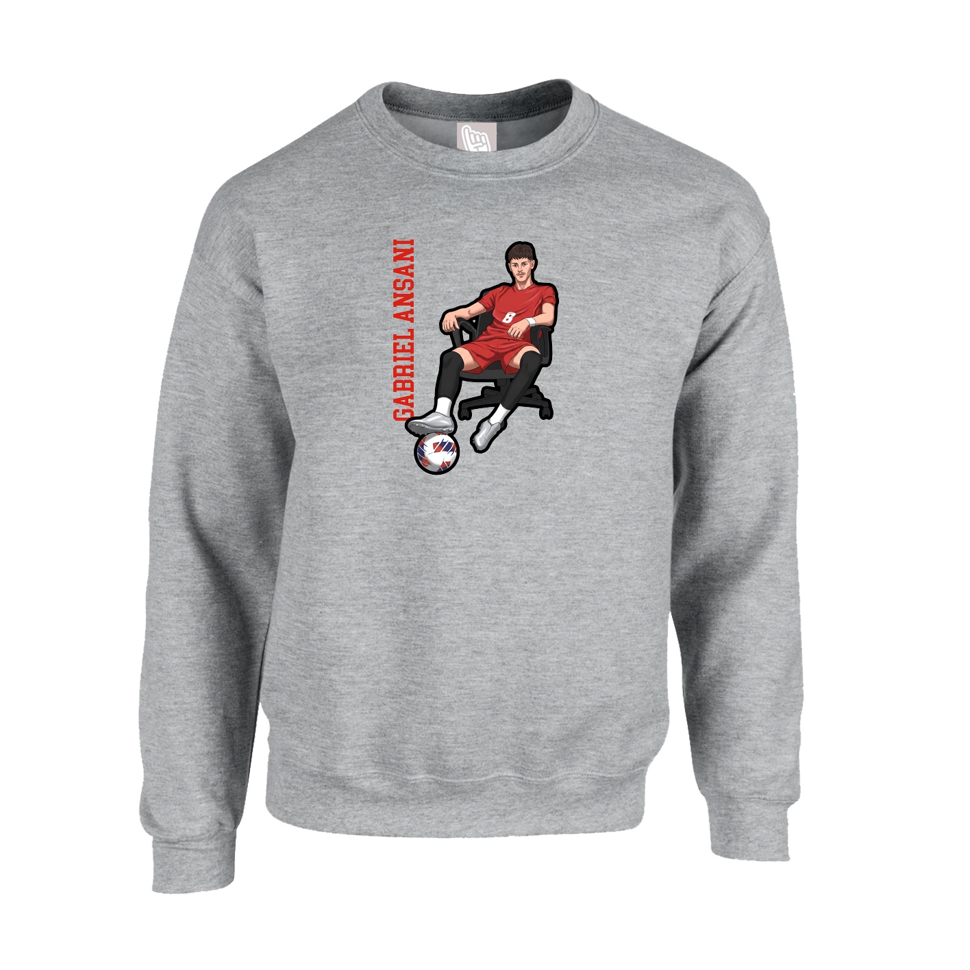 Fleece Crew — Name Vertical in Grey