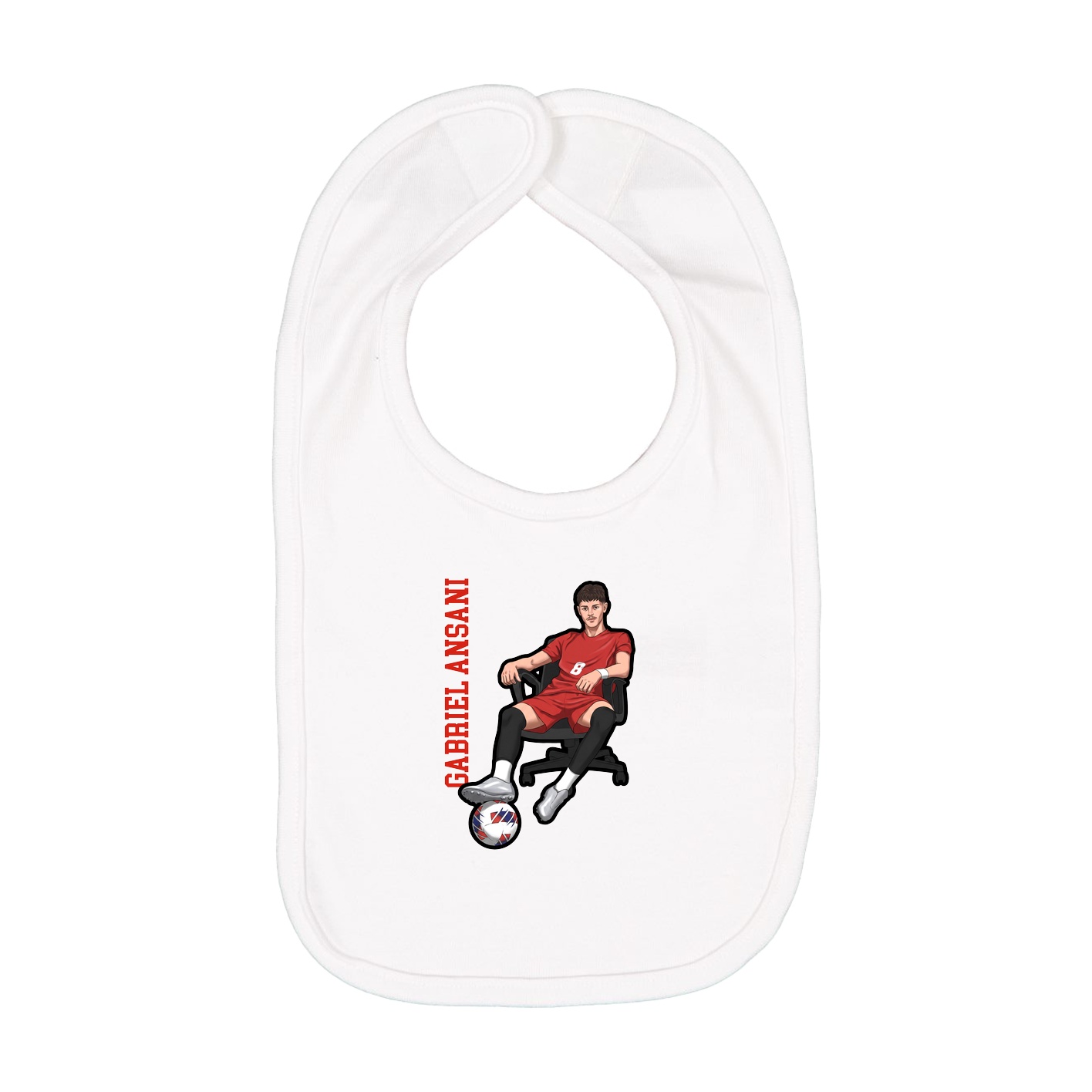 Infant Bib — Name Vertical in White