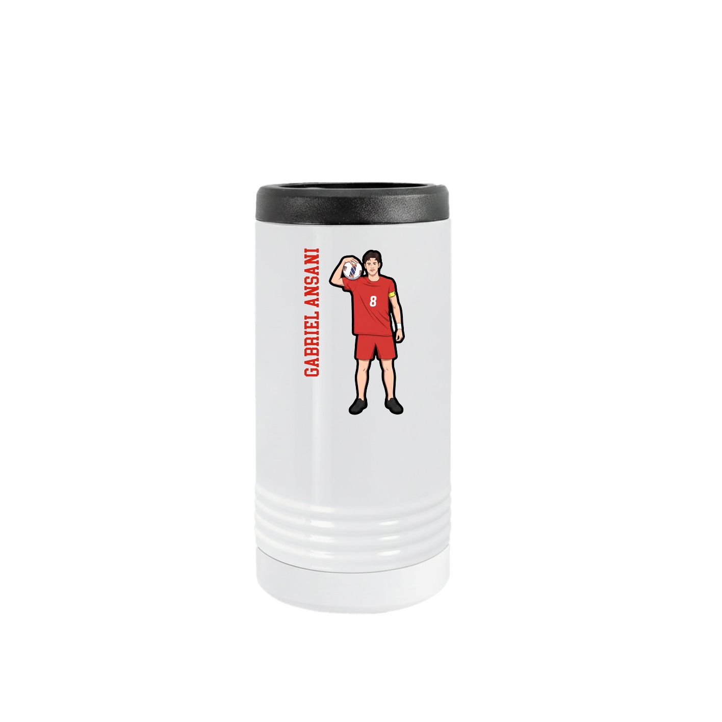 Slim Beverage Holder — Name Vertical in White