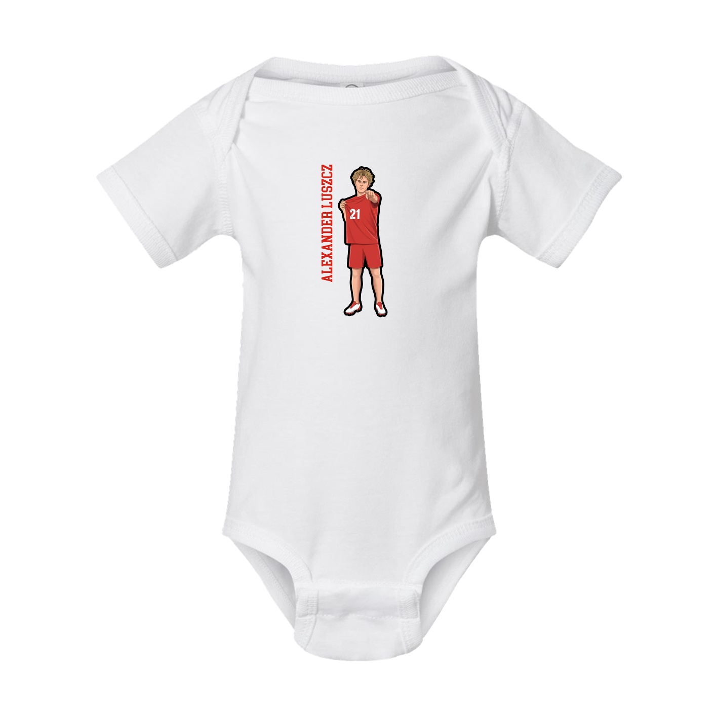 Baby Onesie — Name Vertical in White