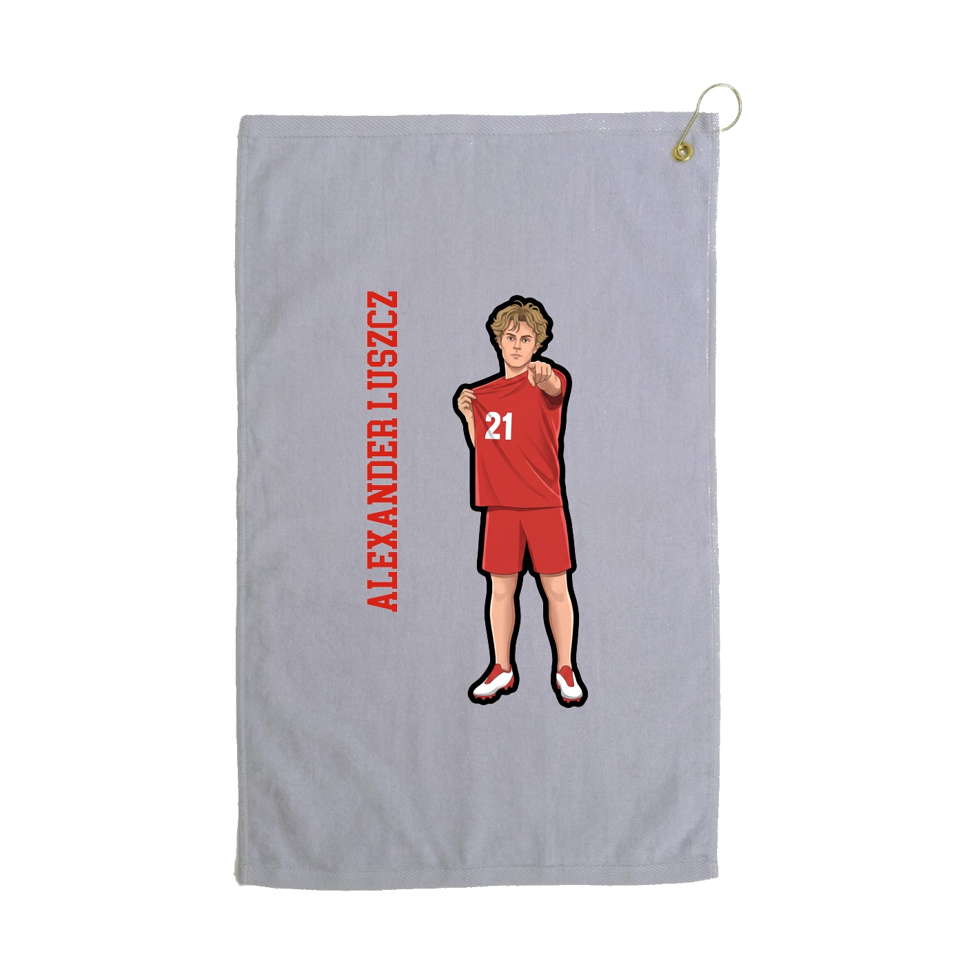 Golf Towel — Name Vertical in Grey