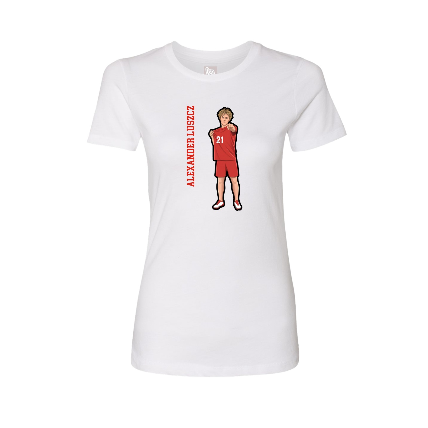 Fitted Women's Tee — Name Vertical in White