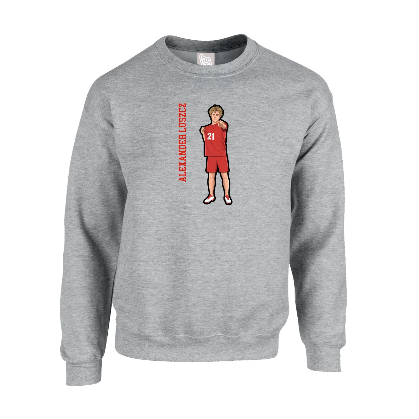 Fleece Crew — Name Vertical in Grey