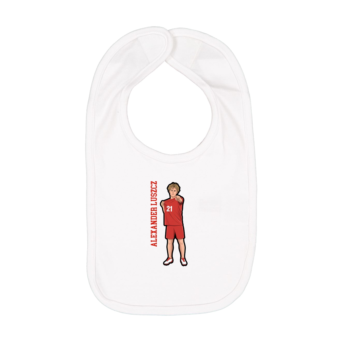 Infant Bib — Name Vertical in White