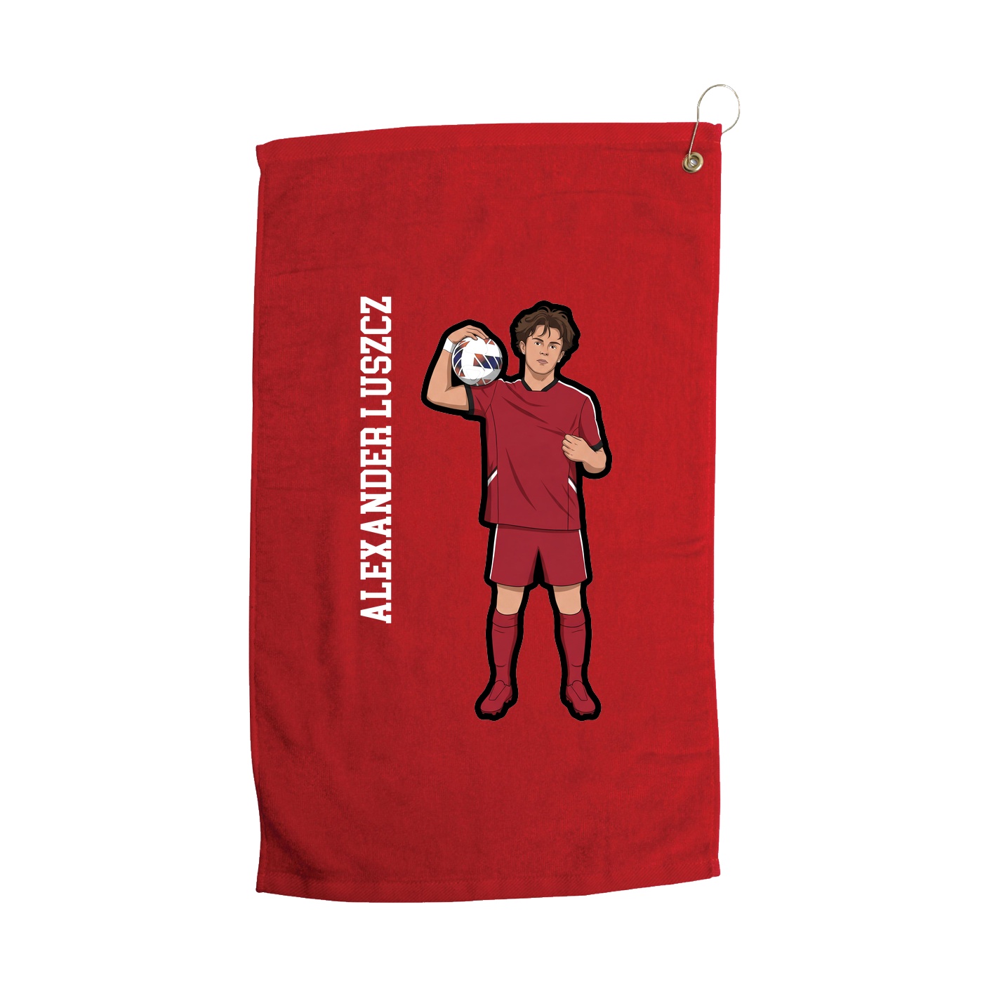 Golf Towel — Name Vertical in Red