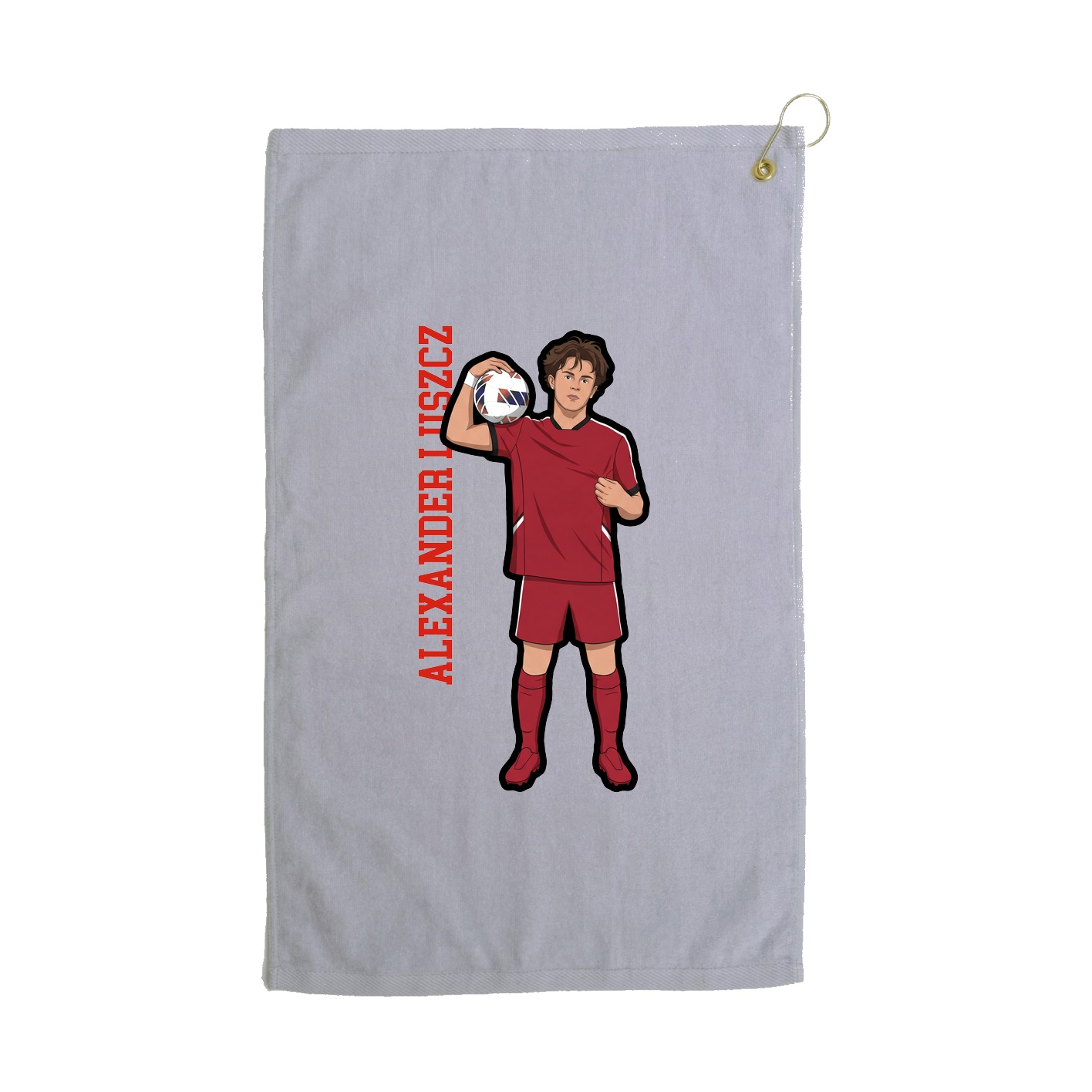 Golf Towel — Name Vertical in Grey