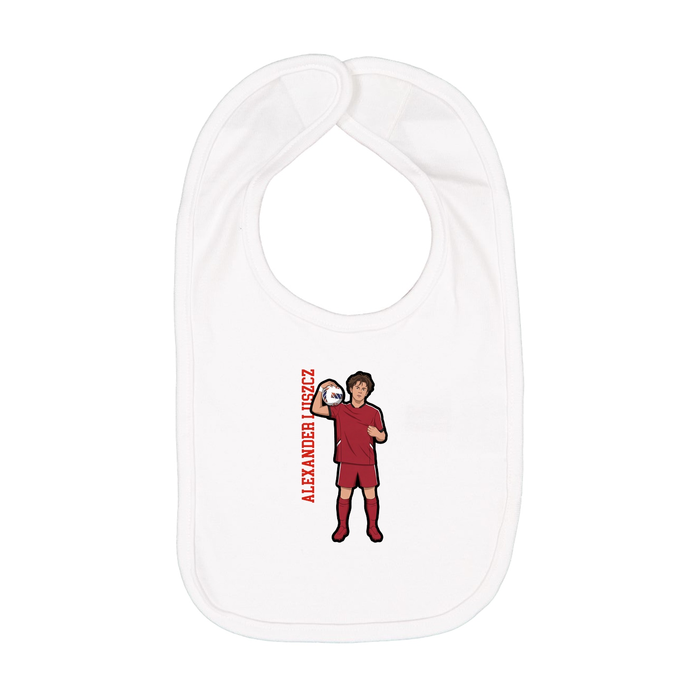 Infant Bib — Name Vertical in White