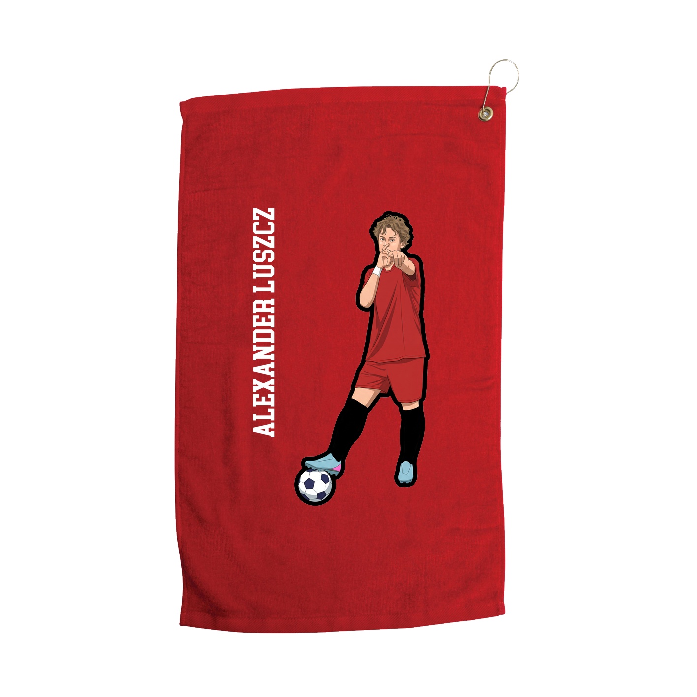Golf Towel — Name Vertical in Red