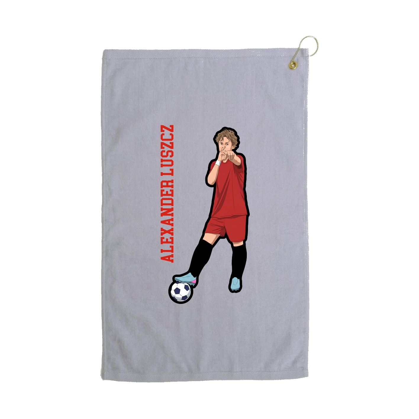 Golf Towel — Name Vertical in Grey