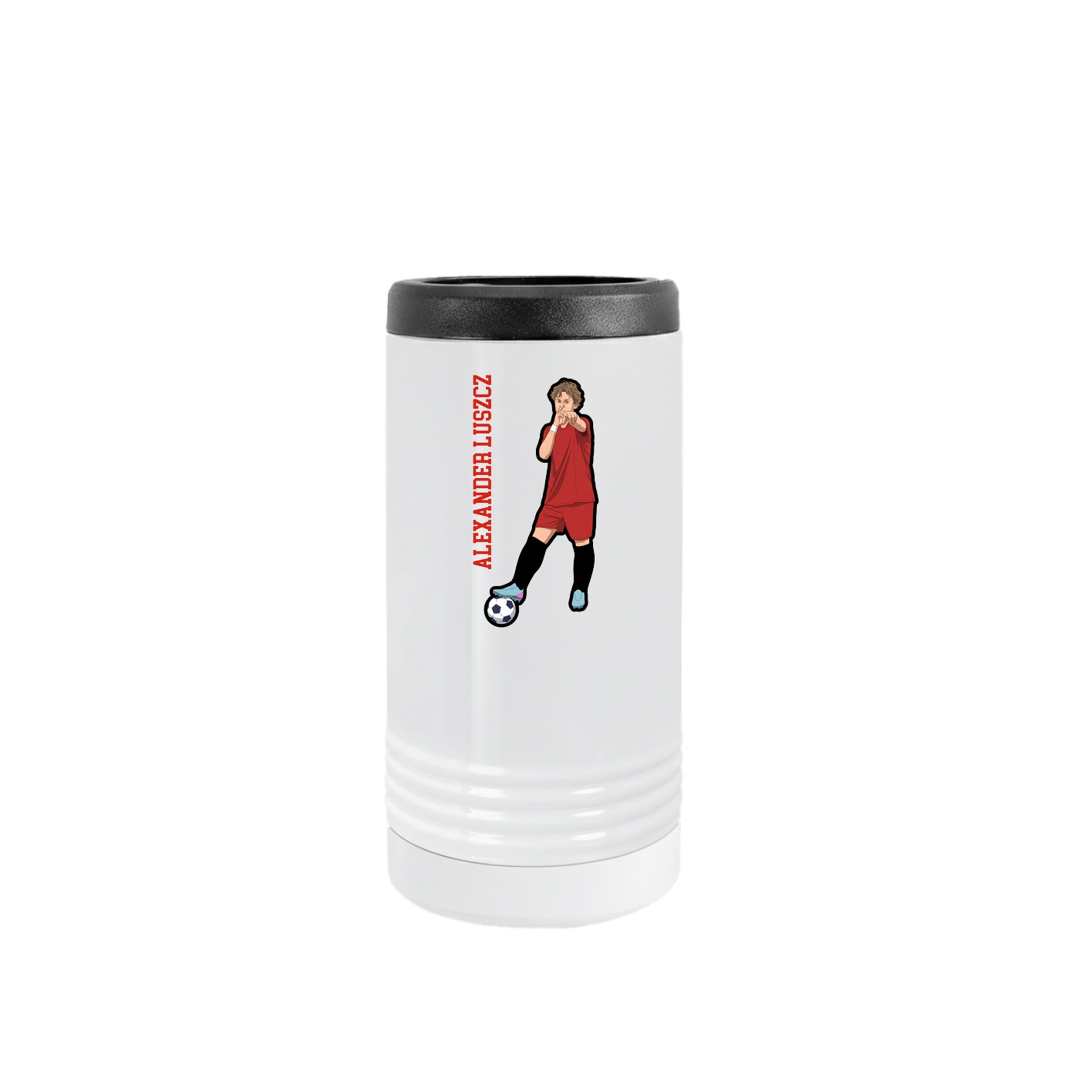 Slim Beverage Holder — Name Vertical in White