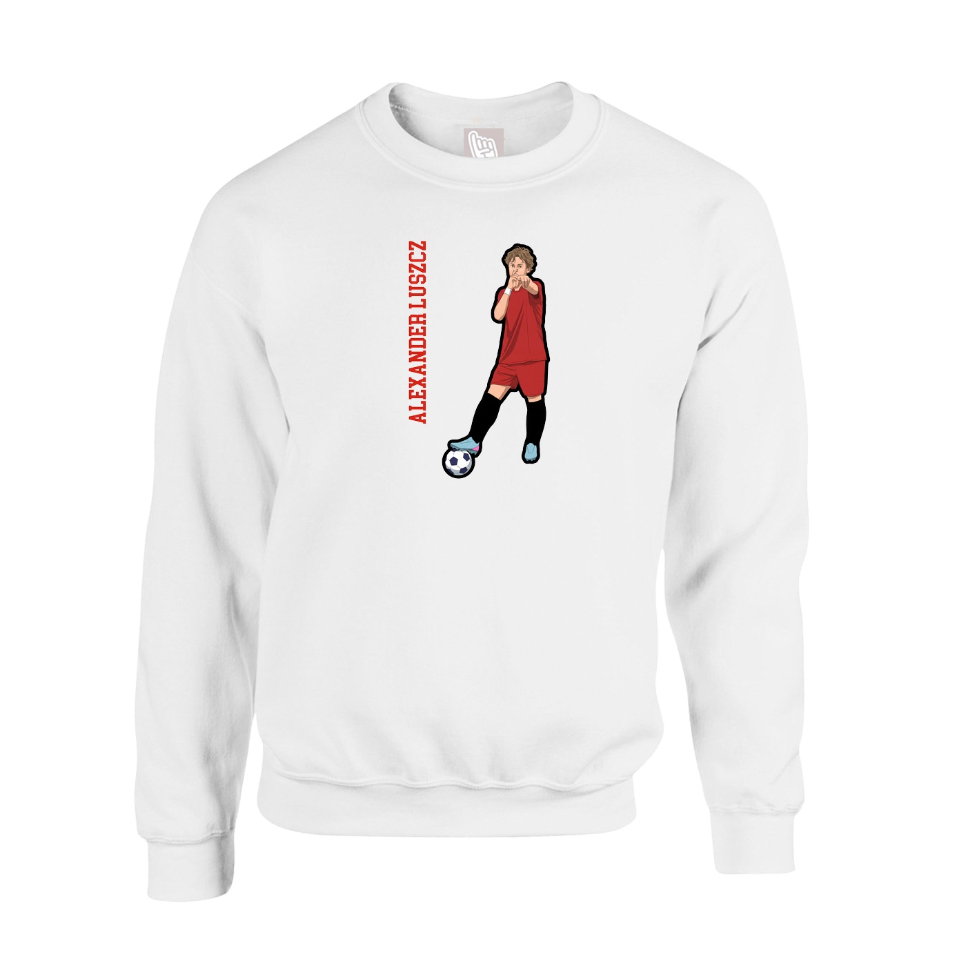 Fleece Crew — Name Vertical in White