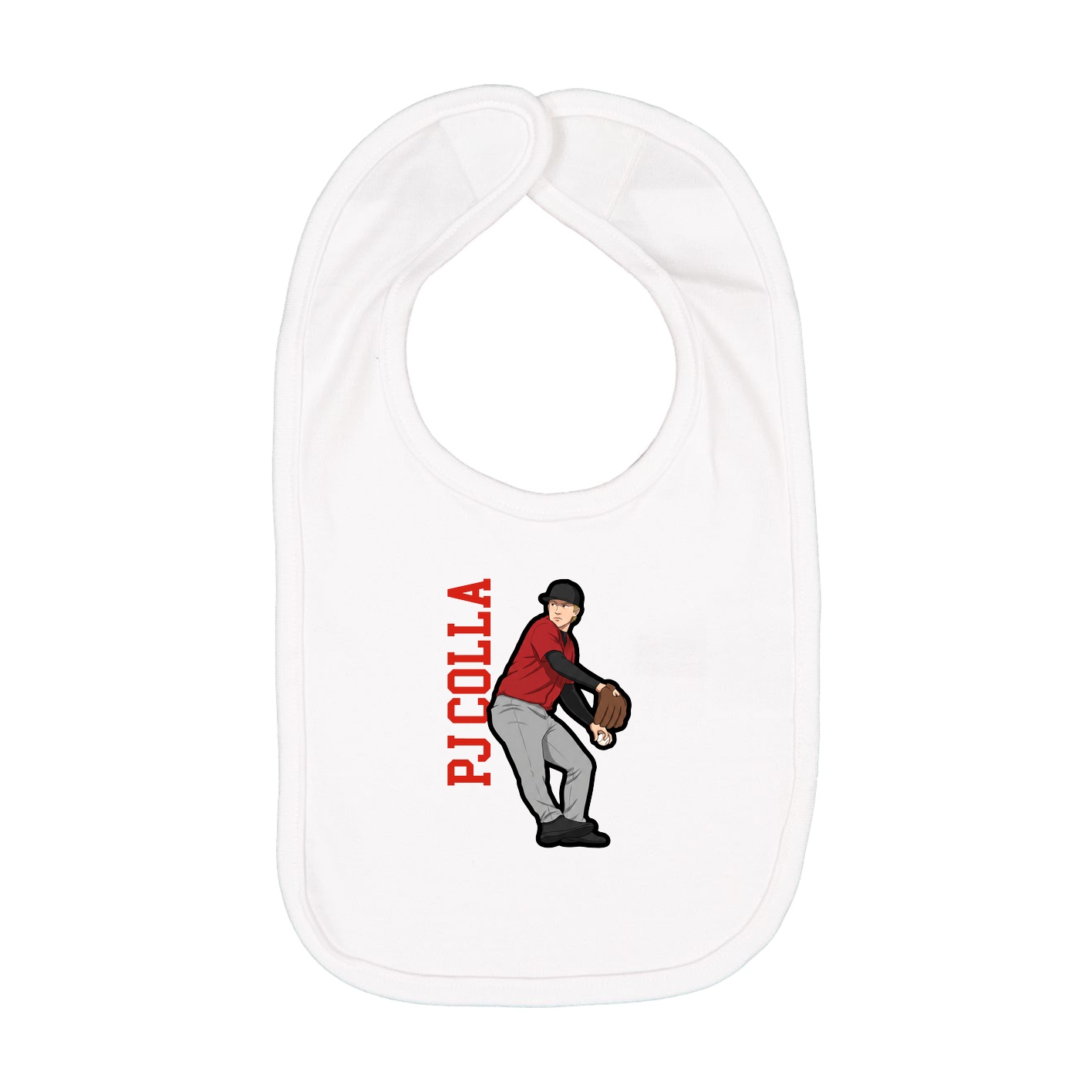 Infant Bib — Name Vertical in White