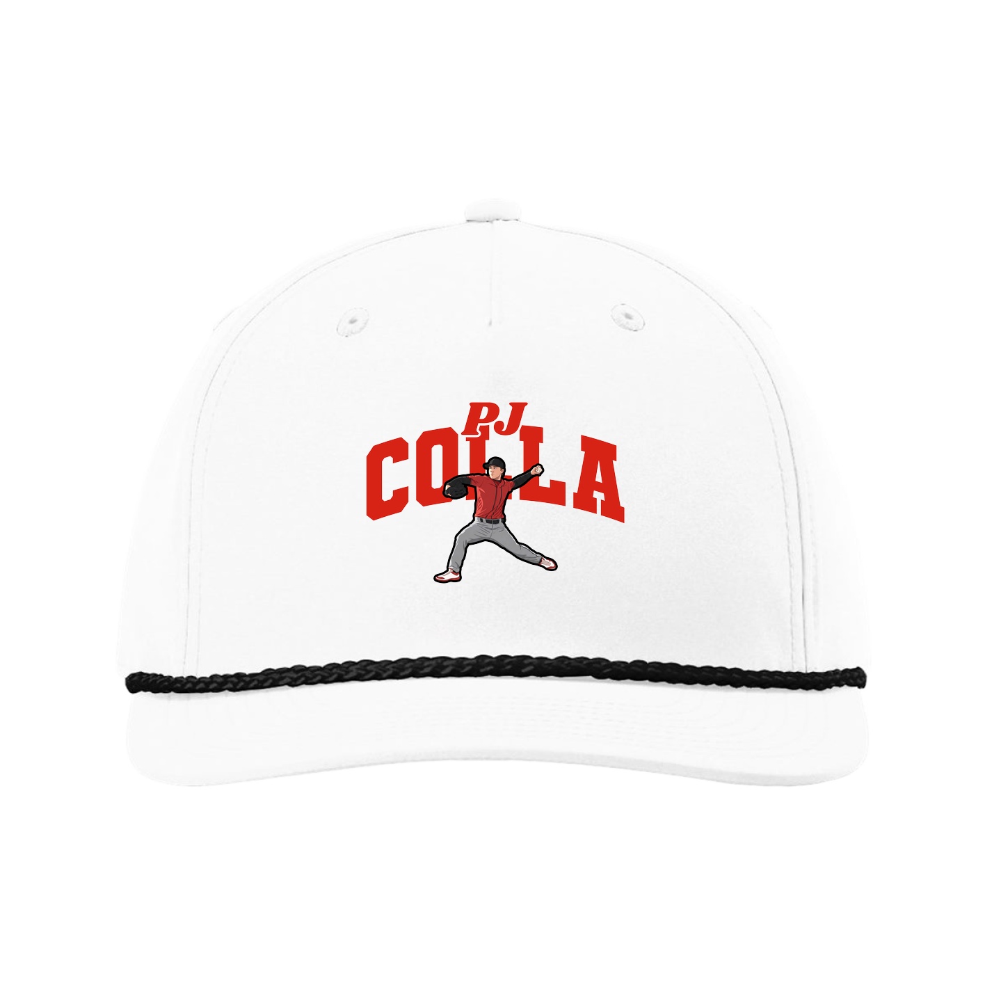 Five-Panel Classic Rope Cap — Signature Arch in White