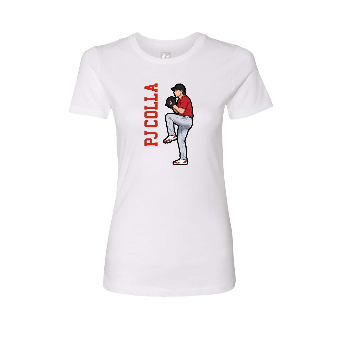 Fitted Women's Tee — Name Vertical in White