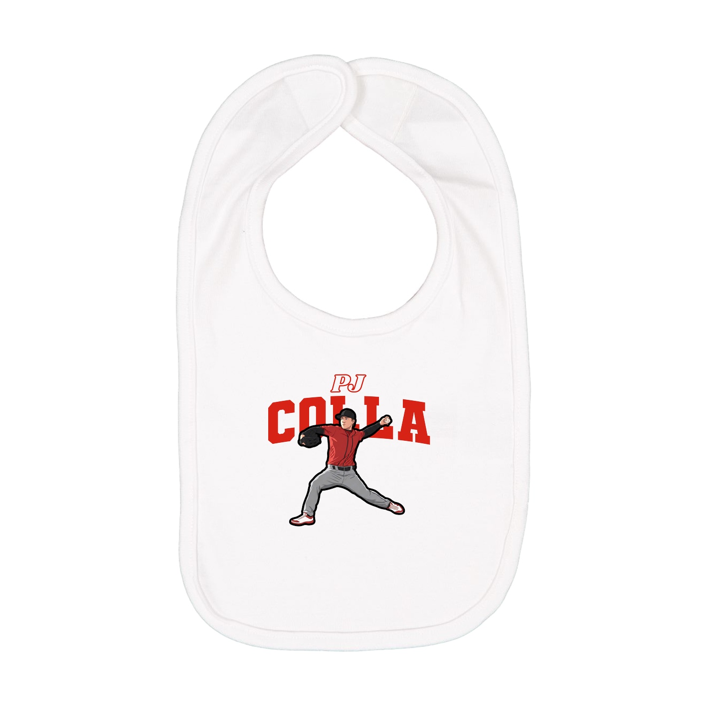 Infant Bib — Name Arch in White