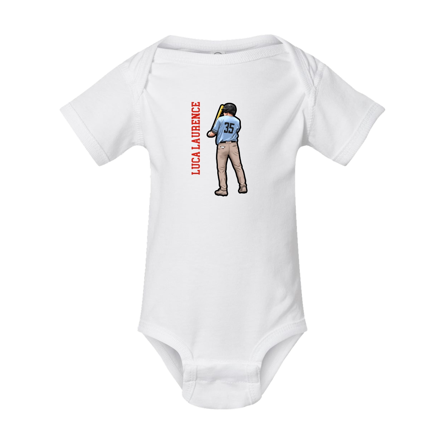 Baby Onesie — Name Vertical in White