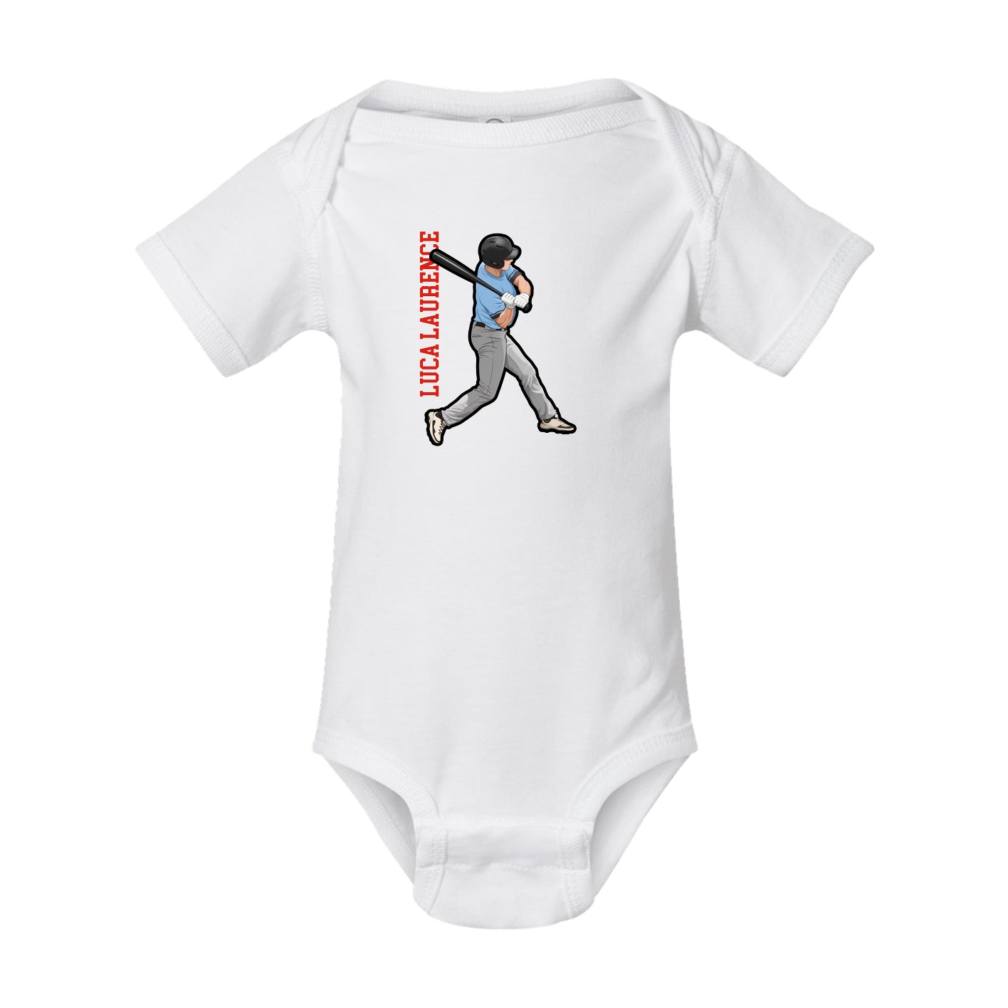 Baby Onesie — Name Vertical in White