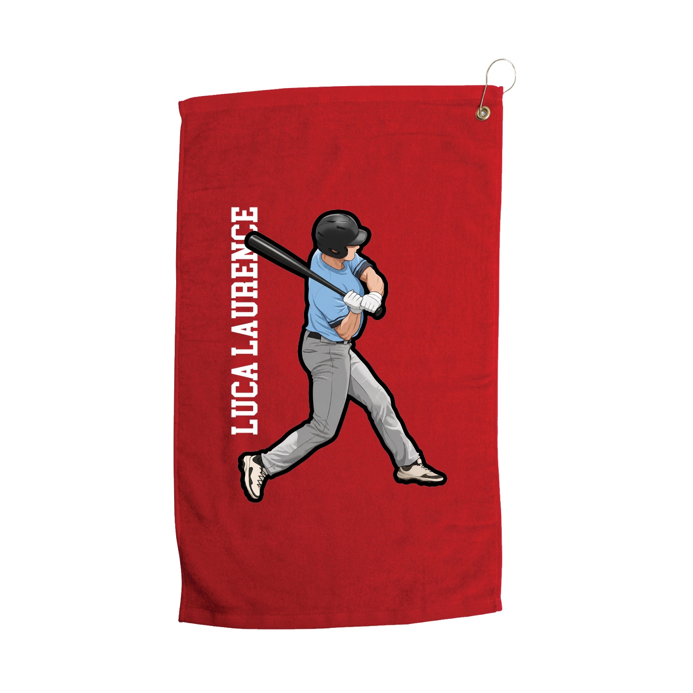 Golf Towel — Name Vertical in Red
