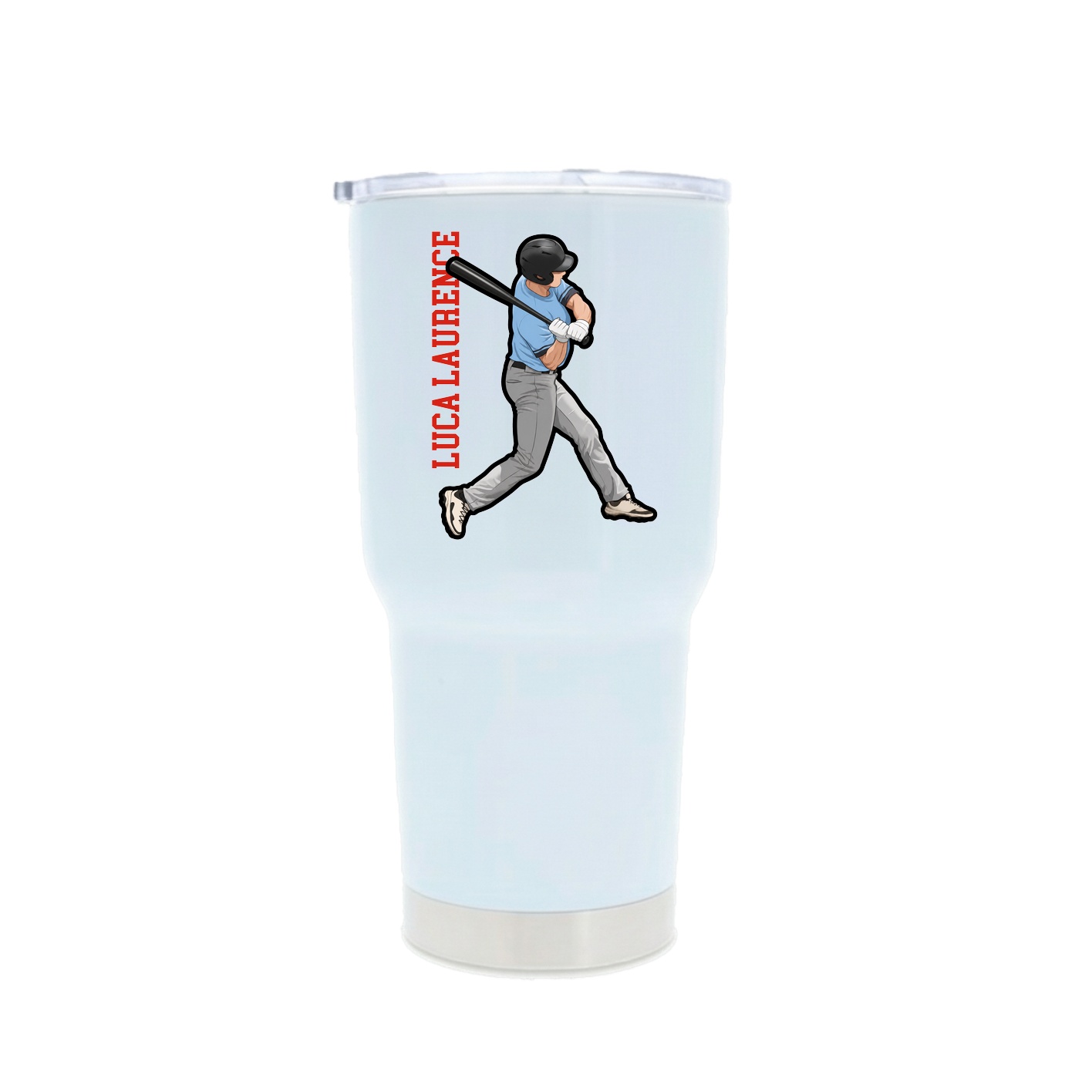 30oz Stainless Steel Tumbler — Name Vertical in White