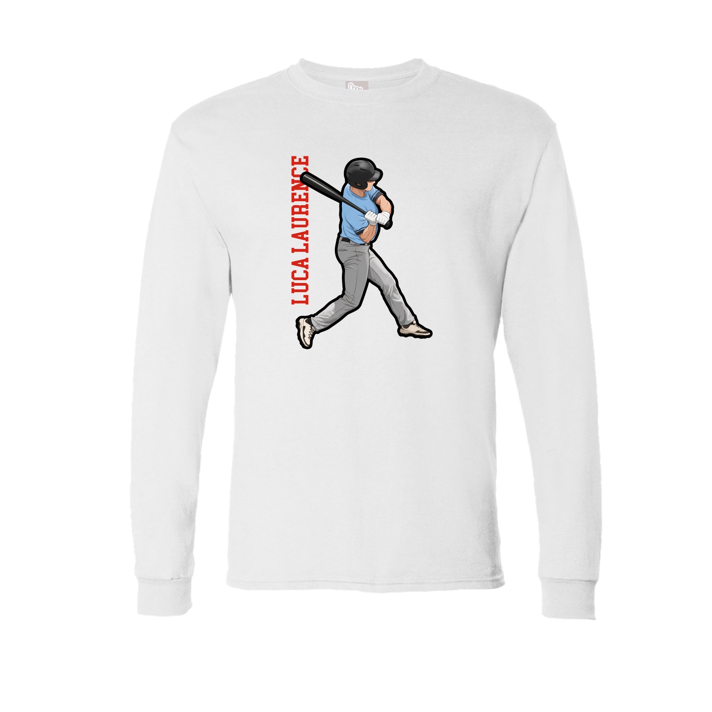 Long Sleeve Tee — Name Vertical in White