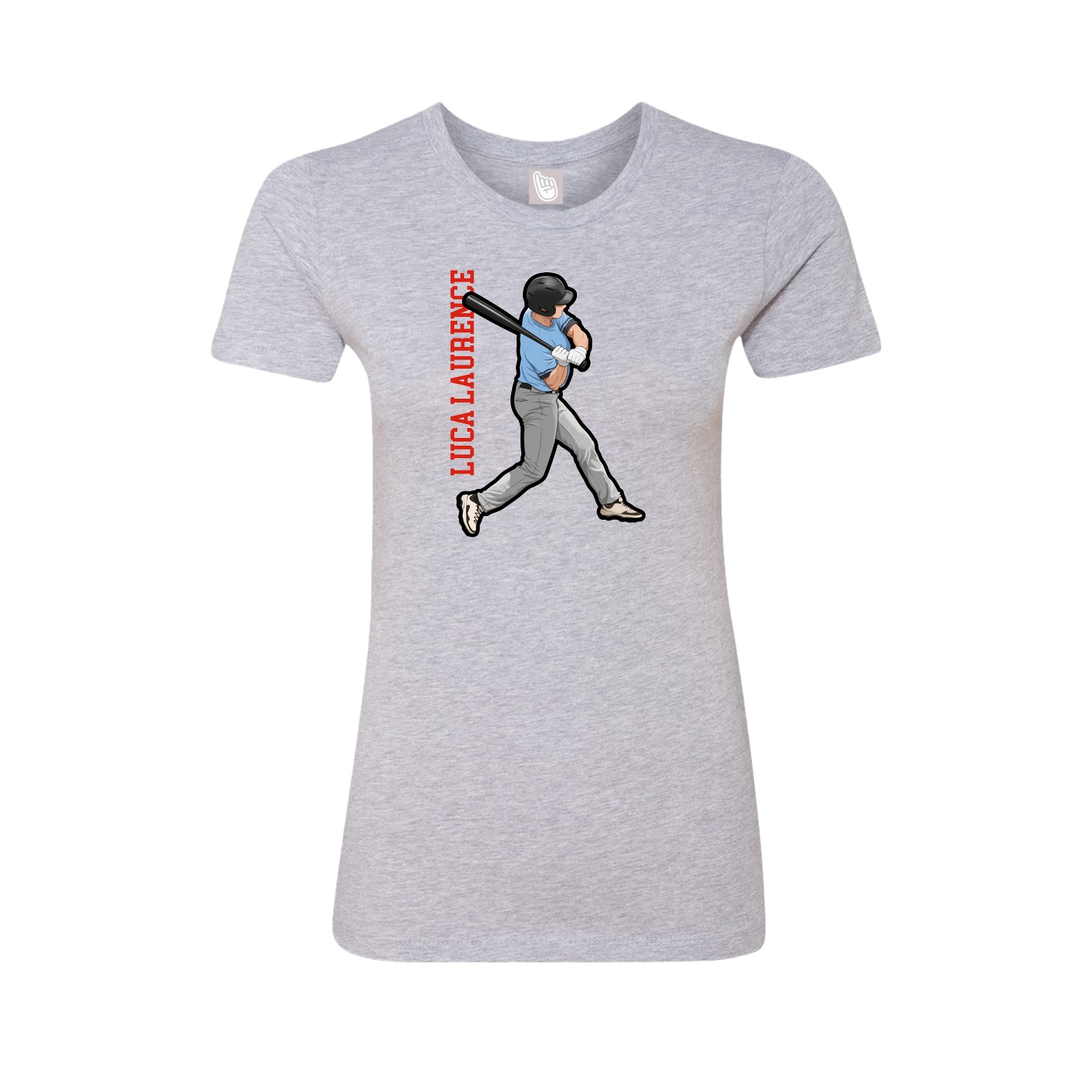 Fitted Women's Tee — Name Vertical in Grey