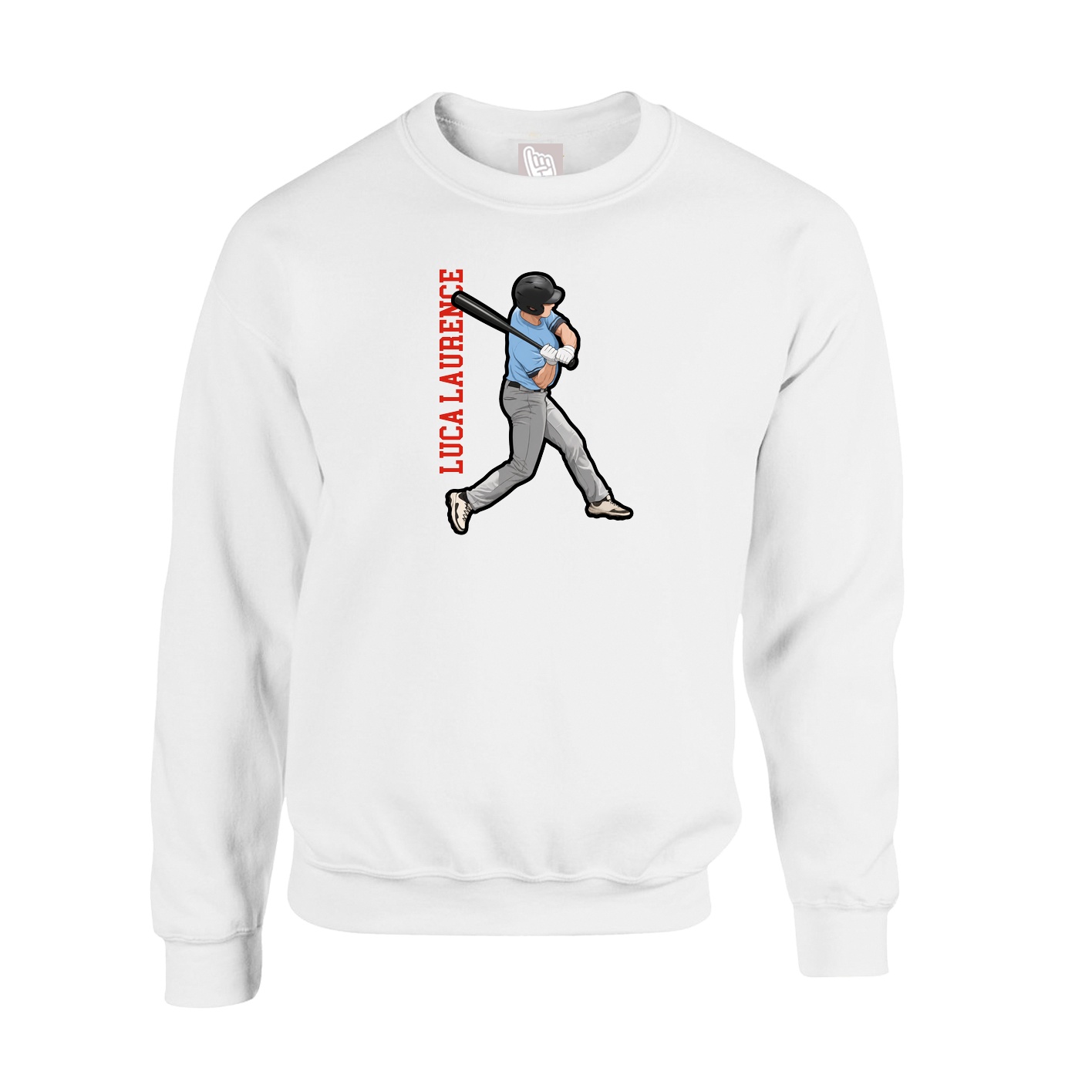 Fleece Crew — Name Vertical in White