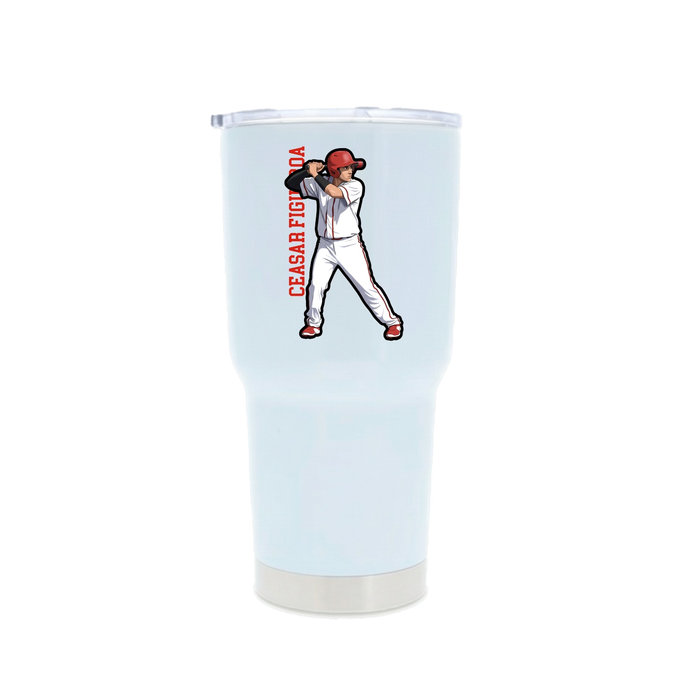 30oz Stainless Steel Tumbler — Name Vertical in White