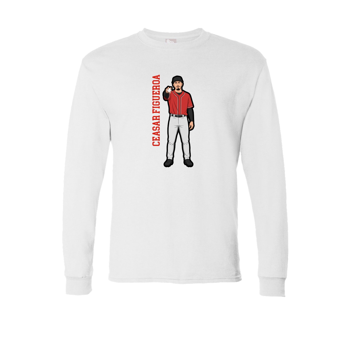 Long Sleeve Tee — Name Vertical in White