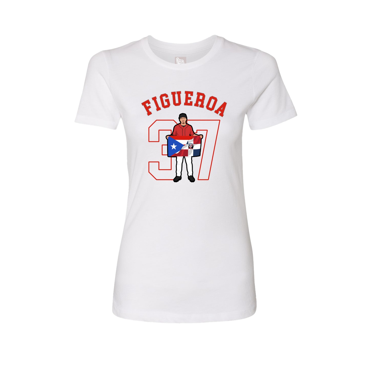 Fitted Women's Tee — Shirsey Arch in White