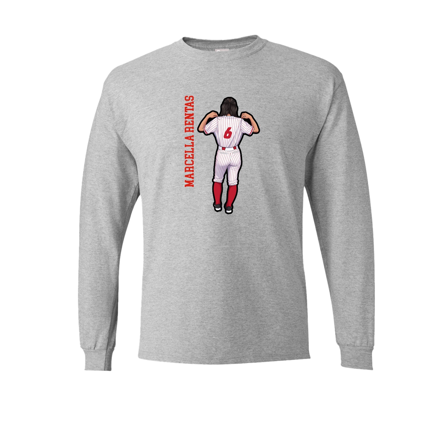 Long Sleeve Tee — Name Vertical in Grey