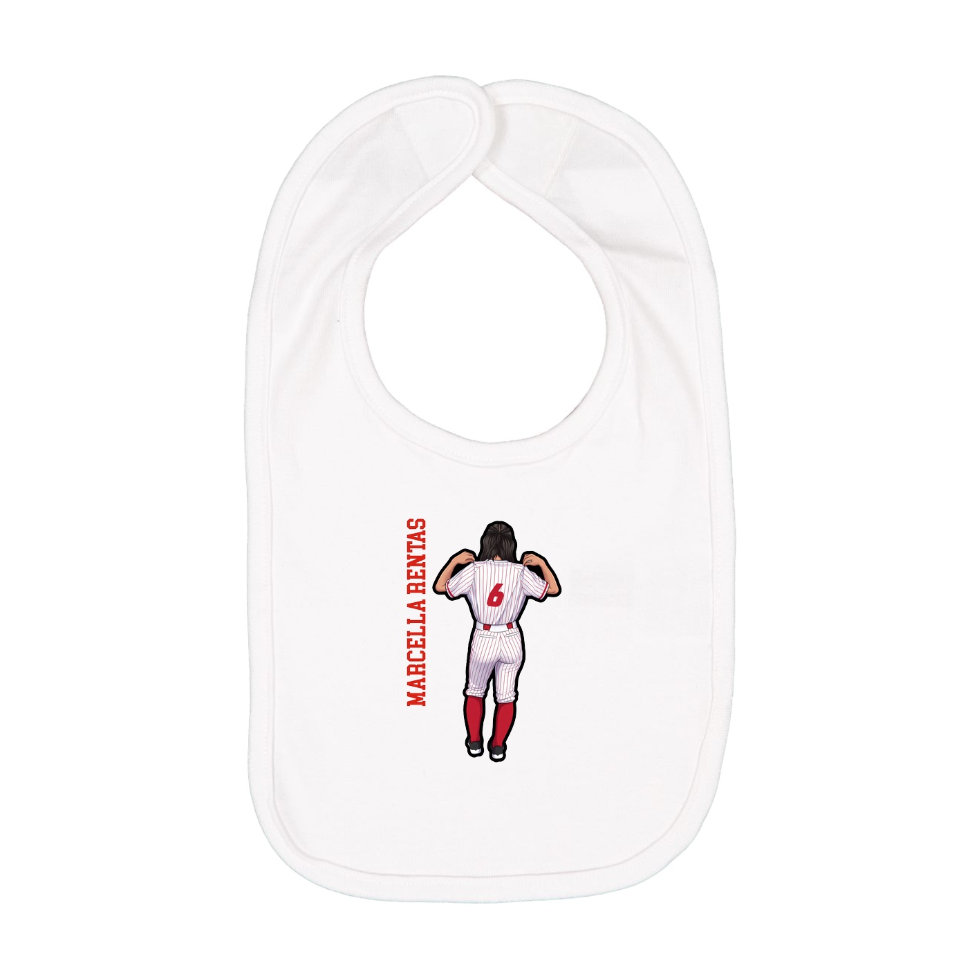 Infant Bib — Name Vertical in White