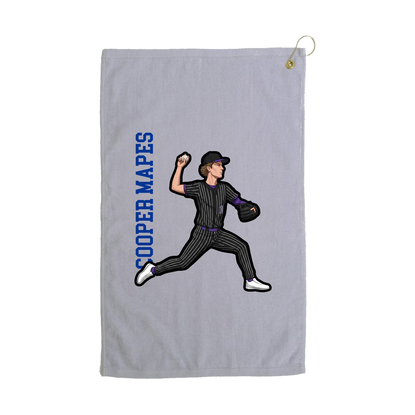 Golf Towel — Name Vertical in Grey