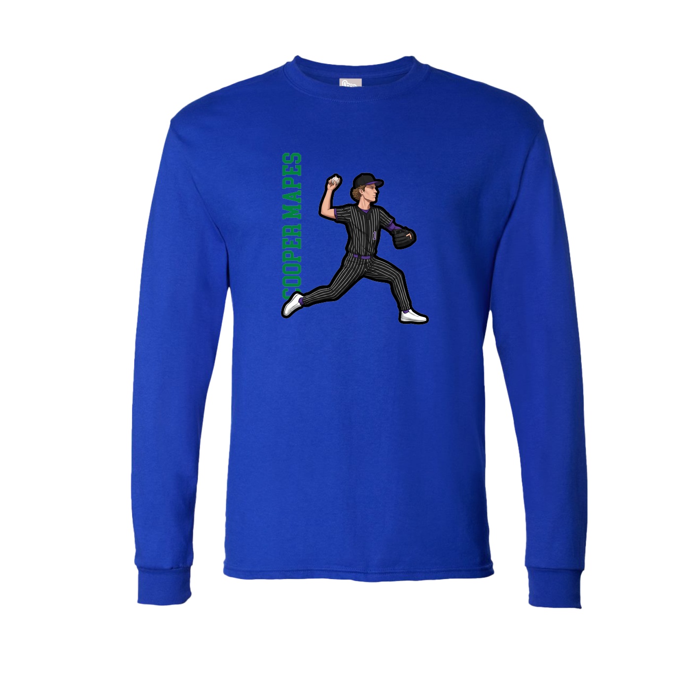 Long Sleeve Tee — Name Vertical in Royal