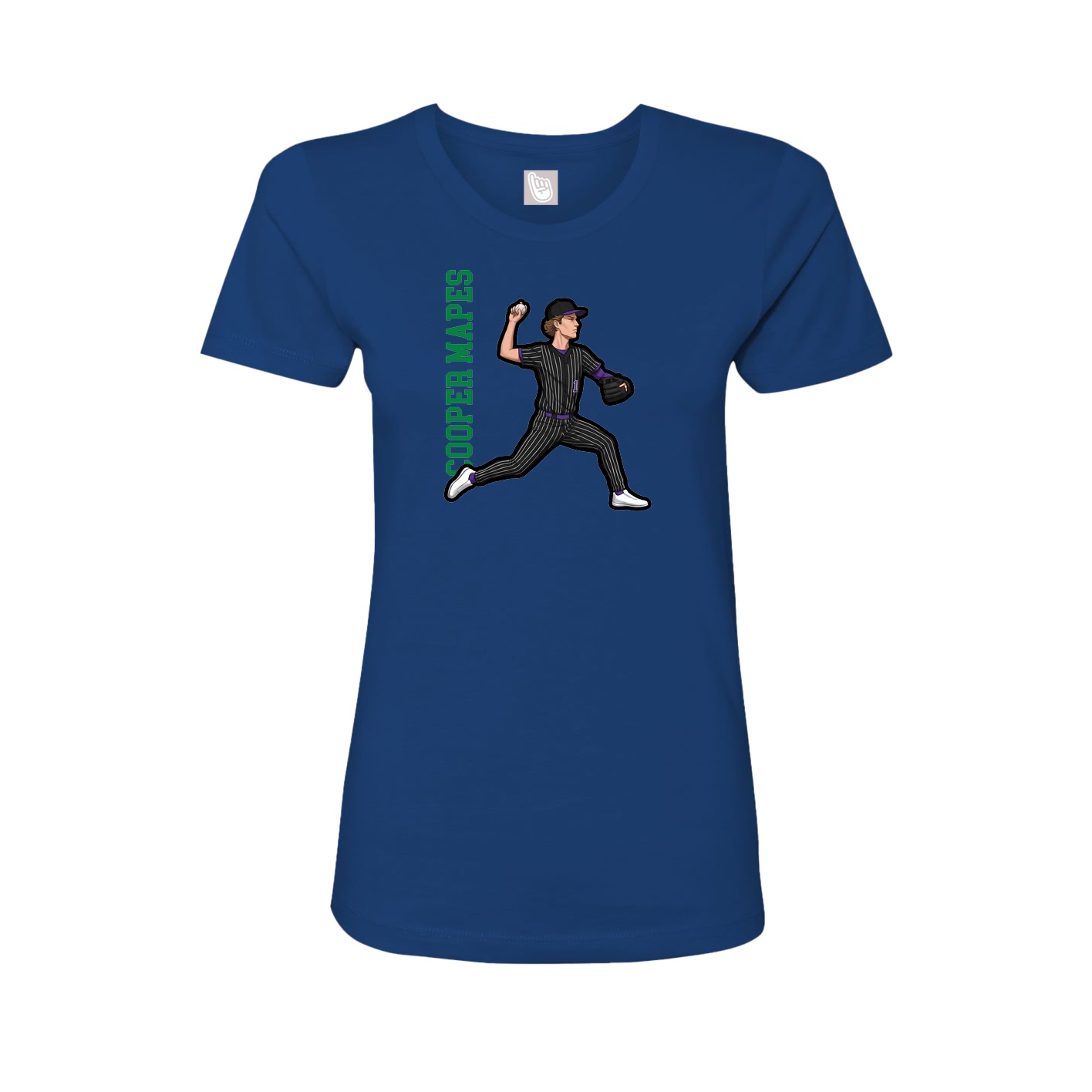 Fitted Women's Tee — Name Vertical in Royal