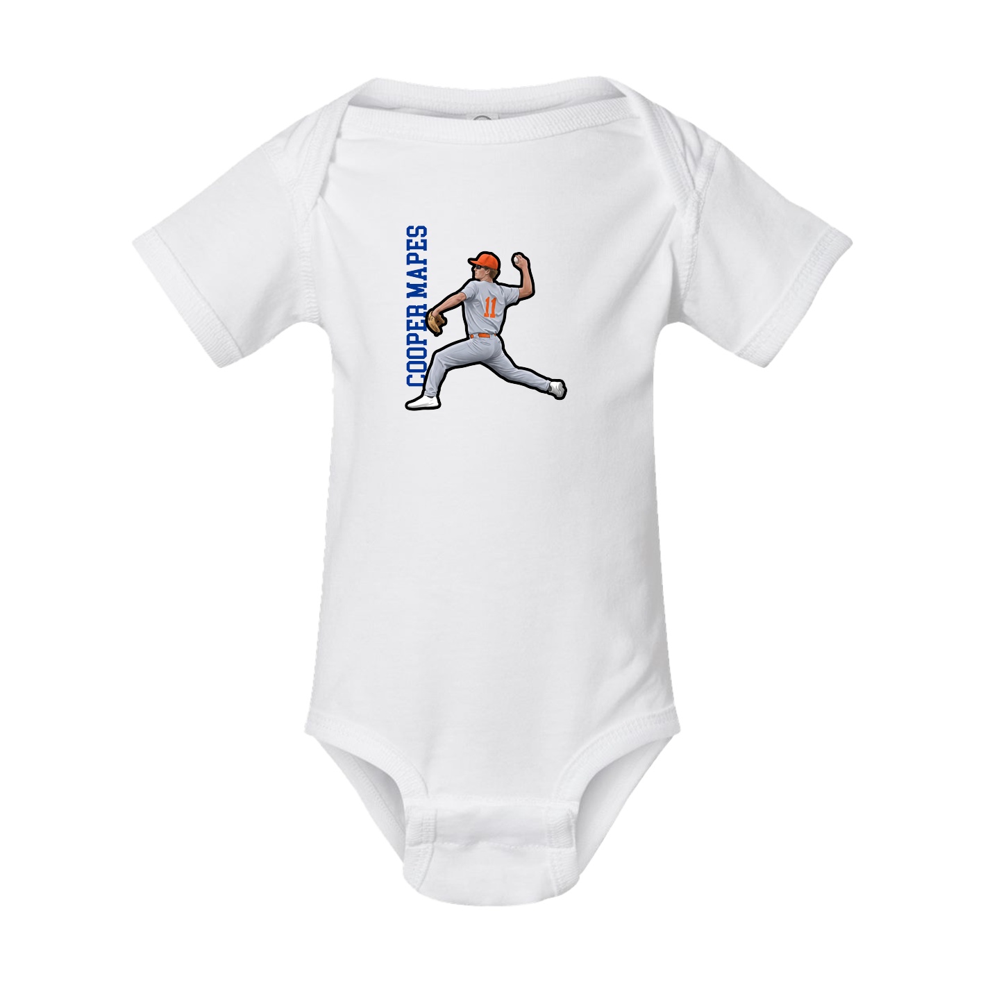 Baby Onesie — Name Vertical in White