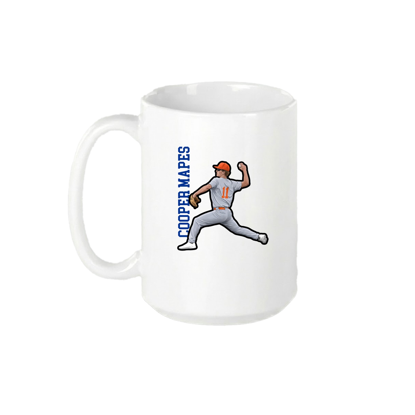 15oz Coffee Mug — Name Vertical in White